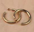 Waterproof Gold Plated Stainless Steel Tube Open Hoop Earrings