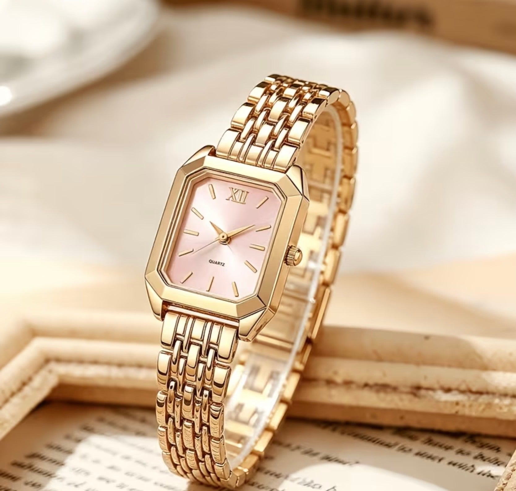 Gold Small Rectangular Watch