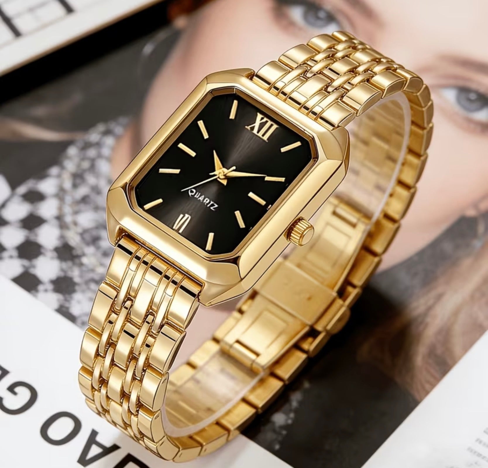 Gold Small Rectangular Watch